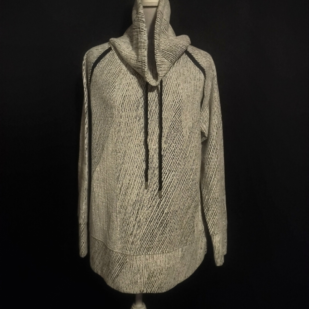 Grey And Black Women's Grey Kirkland Signature Cowl Neck Drawstring Sweater (Siz